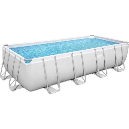 Bovengronds frame zwembad, grijs, rechthoekig met beschermhoes, filter, veiligheidsladder en liner reparatieset - Vostok